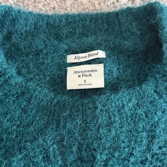 Cozy Dark Teal Abercrombie & Fitch Crewneck Sweater Alpaca Blend - Picture 2 of 3